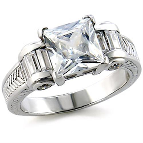 6X213 - High-Polished 925 Sterling Silver Ring with AAA Grade CZ in Clear-0