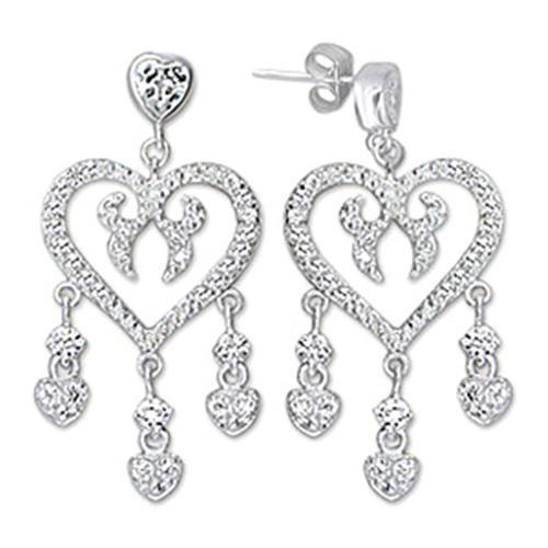 6X278 - High-Polished 925 Sterling Silver Earrings with AAA Grade CZ in Clear-0