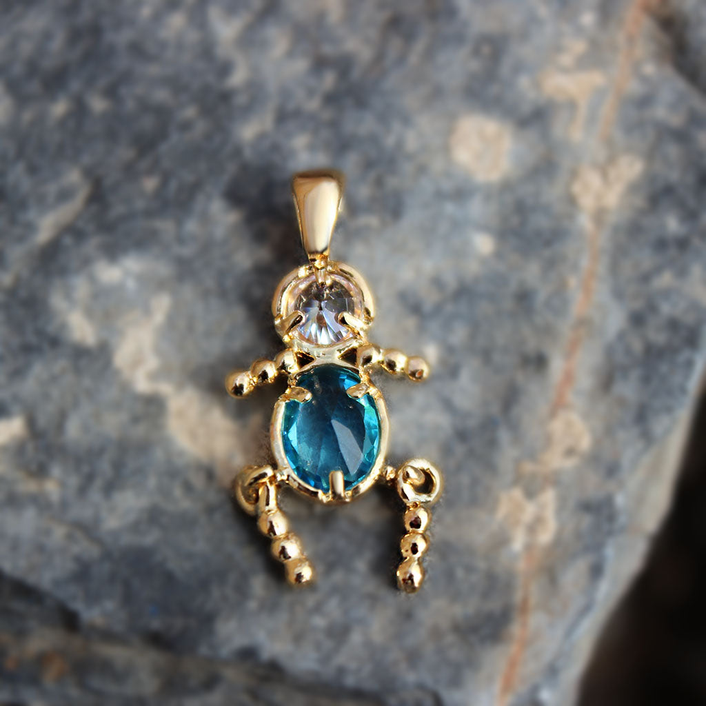 LOA1382 - Gold Plating Brass Pendant with AAA CZ in Aquamarine-0