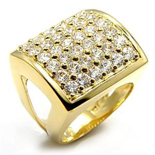 7X003 - Gold Brass Ring with AAA Grade CZ in Clear-0