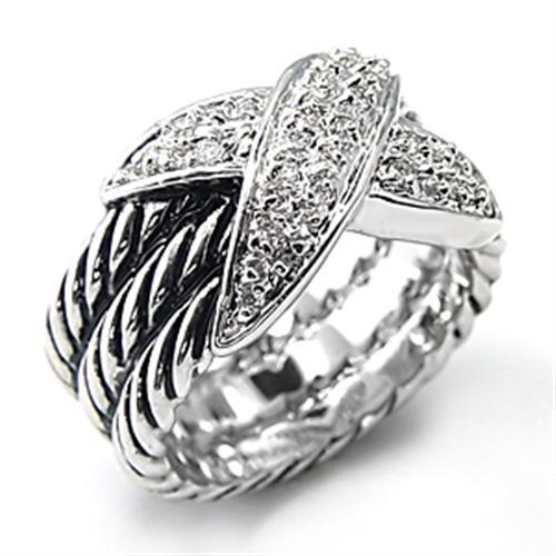 7X074 - Rhodium Brass Ring with AAA Grade CZ in Clear-0