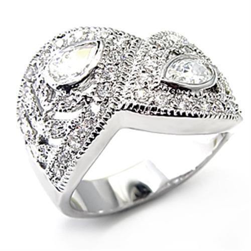 7X083 - Rhodium Brass Ring with AAA Grade CZ in Clear-0