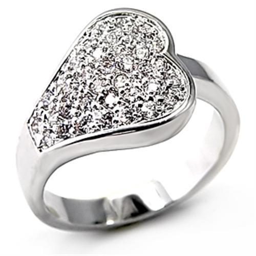 7X106 - Rhodium Brass Ring with AAA Grade CZ in Clear-0