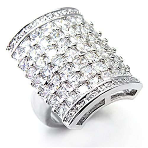 7X116 - Rhodium Brass Ring with AAA Grade CZ in Clear-0