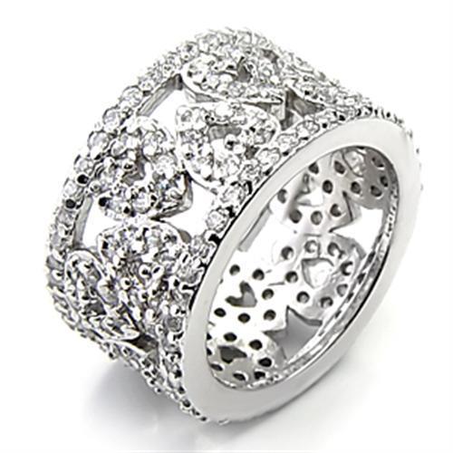 7X199 - Rhodium 925 Sterling Silver Ring with AAA Grade CZ in Clear-0