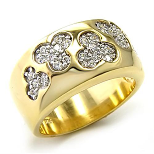 7X205 - Gold+Rhodium 925 Sterling Silver Ring with AAA Grade CZ in Clear-0