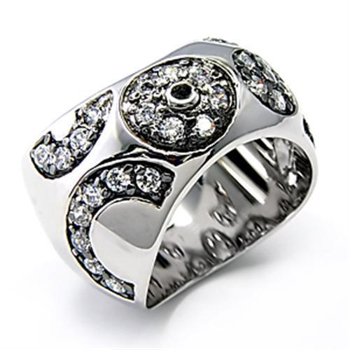7X210 - Rhodium + Ruthenium 925 Sterling Silver Ring with AAA Grade CZ in Clear-0