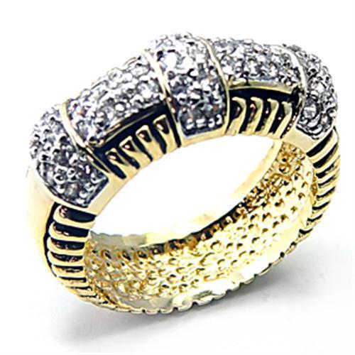7X226 - Gold+Rhodium 925 Sterling Silver Ring with AAA Grade CZ in Clear-0