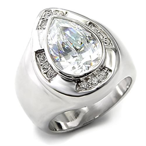 7X236 - Rhodium 925 Sterling Silver Ring with AAA Grade CZ in Clear-0