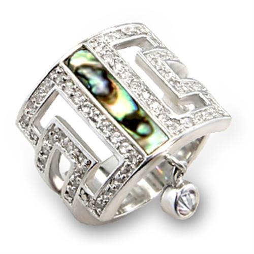 7X240 - Rhodium 925 Sterling Silver Ring with Precious Stone Conch in Montana-0