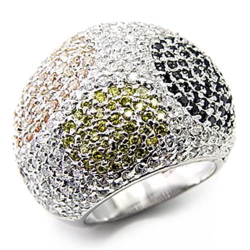 7X252 - High-Polished 925 Sterling Silver Ring with AAA Grade CZ in Jet-0