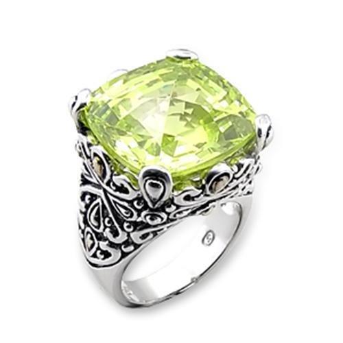 7X314 - Reverse Two-Tone 925 Sterling Silver Ring with AAA Grade CZ in Apple Green color-0