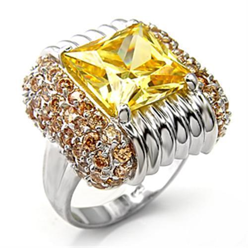 7X316 - Rhodium 925 Sterling Silver Ring with AAA Grade CZ in Topaz-0