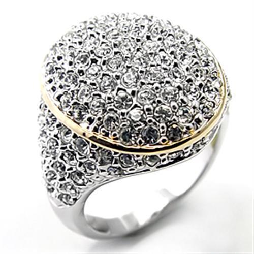 7X348 - Reverse Two-Tone Brass Ring with Top Grade Crystal in Clear-0