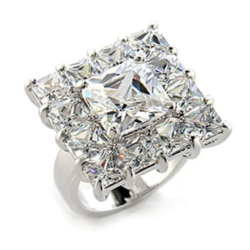 80215 - Rhodium Brass Ring with AAA Grade CZ in Clear-0