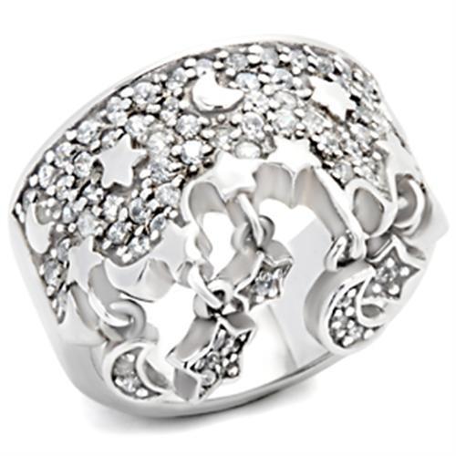 8X015 - Rhodium 925 Sterling Silver Ring with AAA Grade CZ in Clear-0