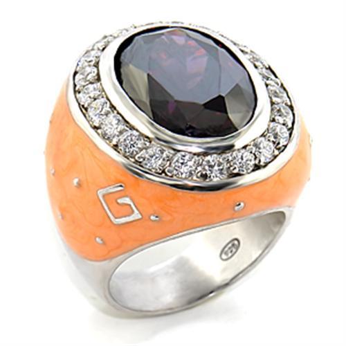 8X019 - Rhodium Brass Ring with AAA Grade CZ in Amethyst-0
