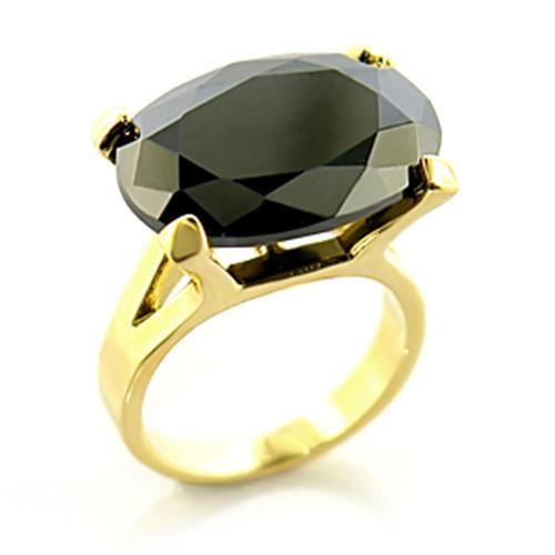 8X100 - Gold Brass Ring with AAA Grade CZ in Jet-0