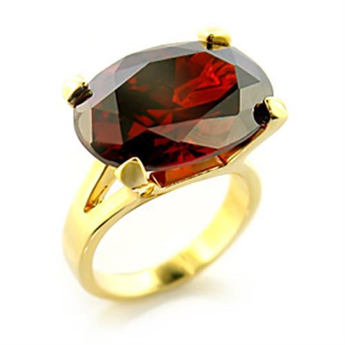 8X102 - Gold Brass Ring with AAA Grade CZ in Garnet-0
