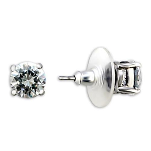 8X163 - Rhodium Brass Earrings with AAA Grade CZ in Clear-0