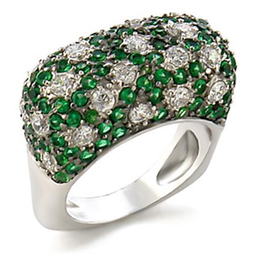 9W021 - Rhodium + Ruthenium Brass Ring with AAA Grade CZ in Clear-0