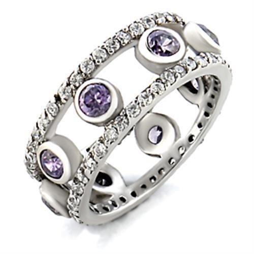 9W078 - Rhodium Brass Ring with AAA Grade CZ in Amethyst-0