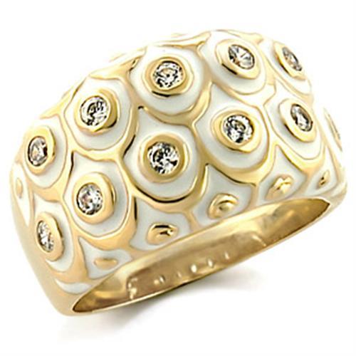 9W164 - Gold Brass Ring with AAA Grade CZ in Clear-0