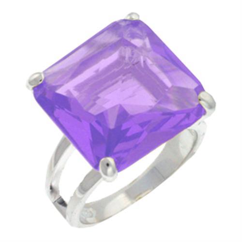 9X030 - High-Polished 925 Sterling Silver Ring with AAA Grade CZ in Amethyst-0