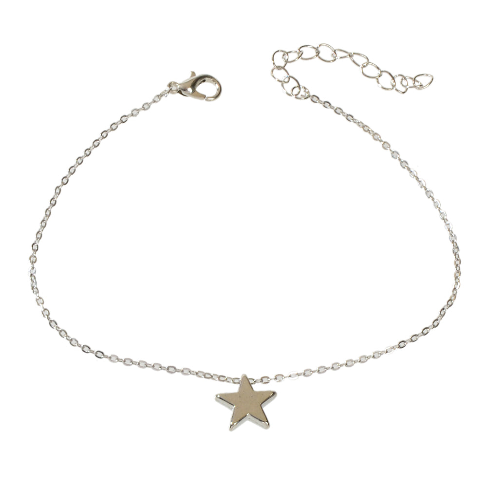 1 pc Barefoot Sandals Ankle Minimalist Silver Chain Star Charm Anklet Bracelets-3