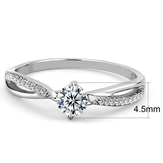 DA035 - High polished (no plating) Stainless Steel Ring with AAA Grade CZ in Clear-1