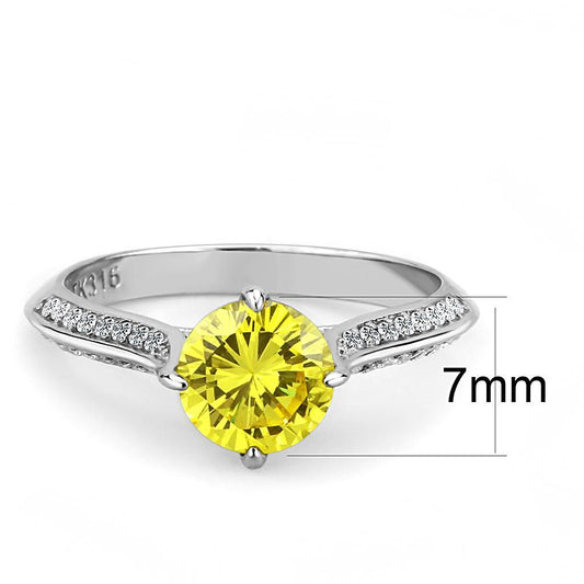 DA037 - High polished (no plating) Stainless Steel Ring with AAA Grade CZ in Topaz-1