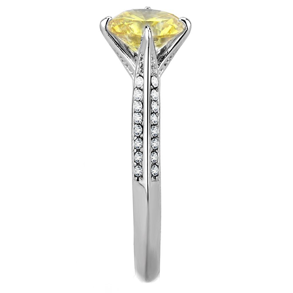 DA037 - High polished (no plating) Stainless Steel Ring with AAA Grade CZ in Topaz-3