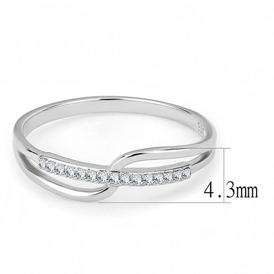 DA045 - High polished (no plating) Stainless Steel Ring with AAA Grade CZ in Clear-1