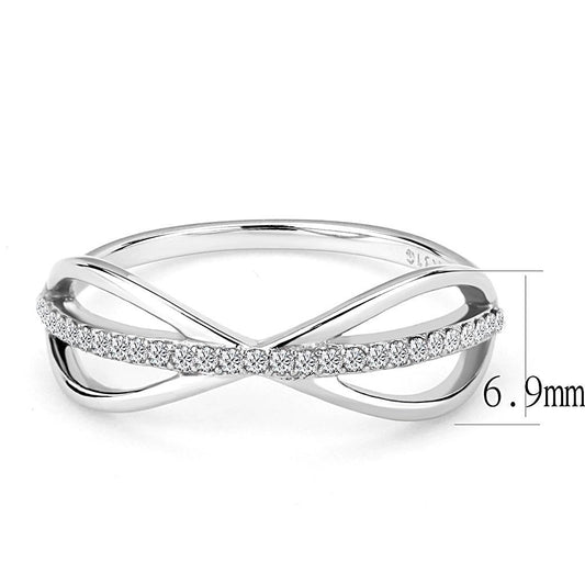 DA046 - High polished (no plating) Stainless Steel Ring with AAA Grade CZ in Clear-1