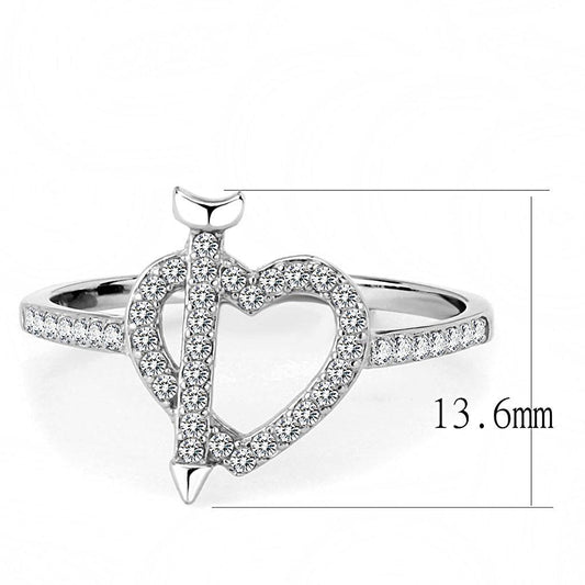 DA052 - High polished (no plating) Stainless Steel Ring with AAA Grade CZ in Clear-1