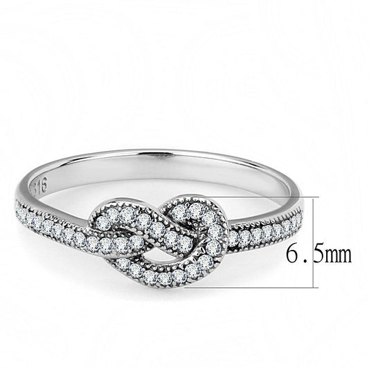 DA053 - High polished (no plating) Stainless Steel Ring with AAA Grade CZ in Clear-1