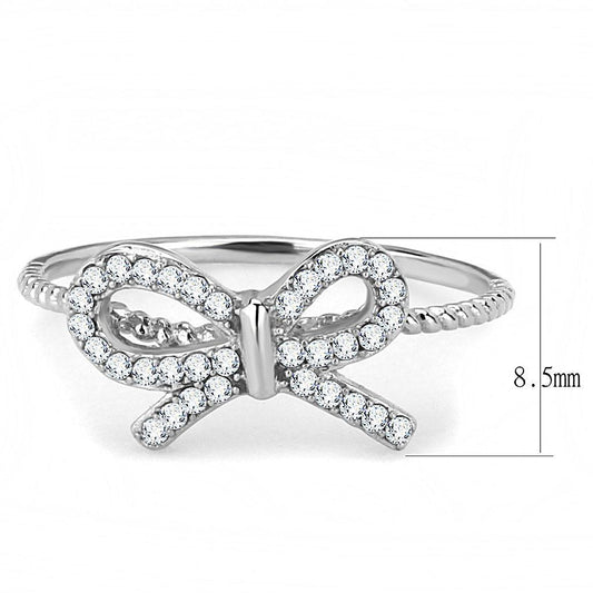 DA057 - High polished (no plating) Stainless Steel Ring with AAA Grade CZ in Clear-1