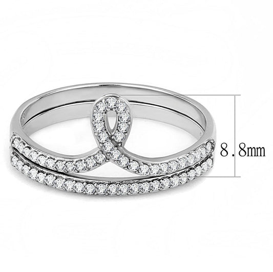 DA063 - High polished (no plating) Stainless Steel Ring with AAA Grade CZ in Clear-1