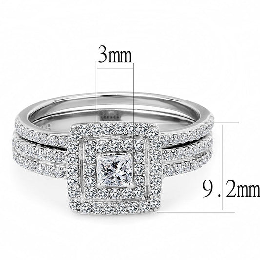 DA064 - High polished (no plating) Stainless Steel Ring with AAA Grade CZ in Clear-1