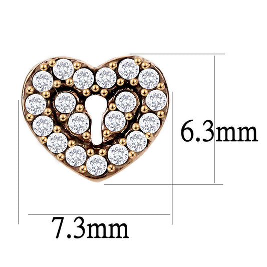 DA085 - IP Rose Gold(Ion Plating) Stainless Steel Earrings with AAA Grade CZ in Clear-1