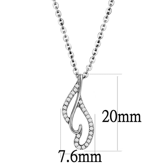 DA089 - High polished (no plating) Stainless Steel Chain Pendant with AAA Grade CZ in Clear-1