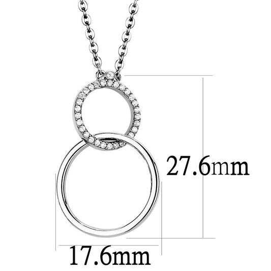 DA097 - High polished (no plating) Stainless Steel Chain Pendant with AAA Grade CZ in Clear-1
