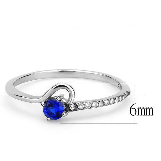 DA114 - High polished (no plating) Stainless Steel Ring with AAA Grade CZ in London Blue-1