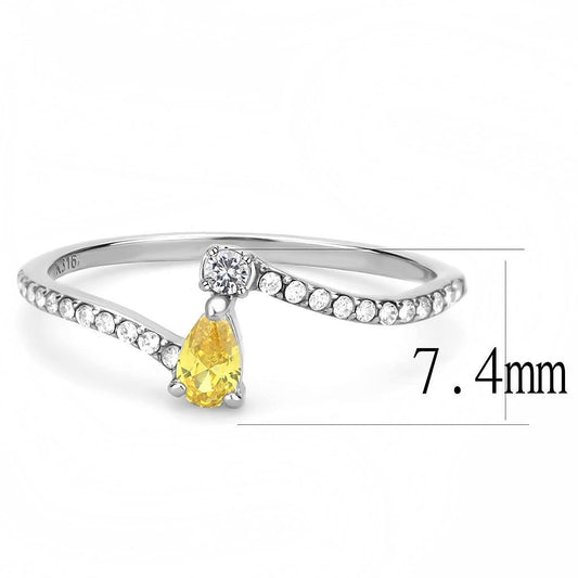 DA115 - High polished (no plating) Stainless Steel Ring with AAA Grade CZ in Topaz-1