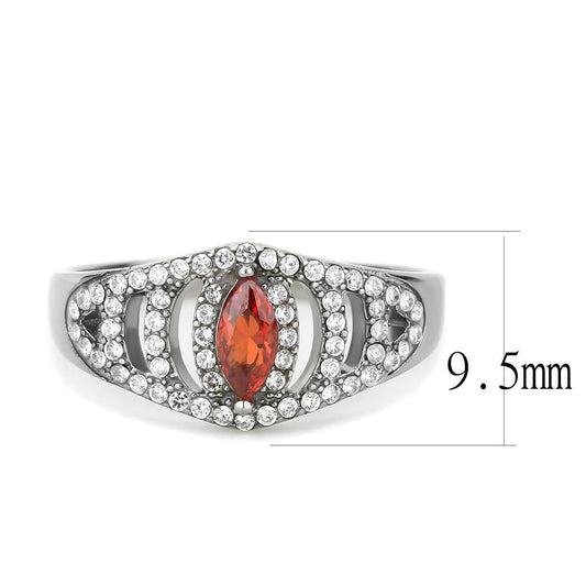 DA123 - High polished (no plating) Stainless Steel Ring with AAA Grade CZ in Orange-1