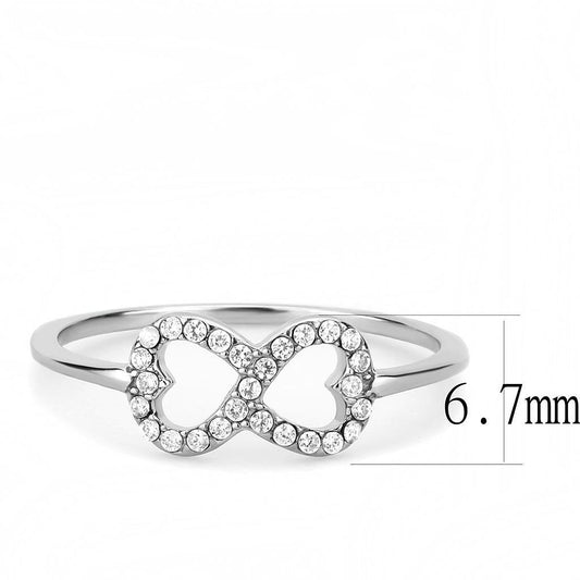 DA125 - High polished (no plating) Stainless Steel Ring with AAA Grade CZ in Clear-1