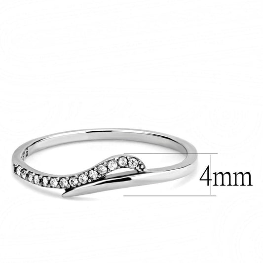 DA159 - High polished (no plating) Stainless Steel Ring with AAA Grade CZ in Clear-1