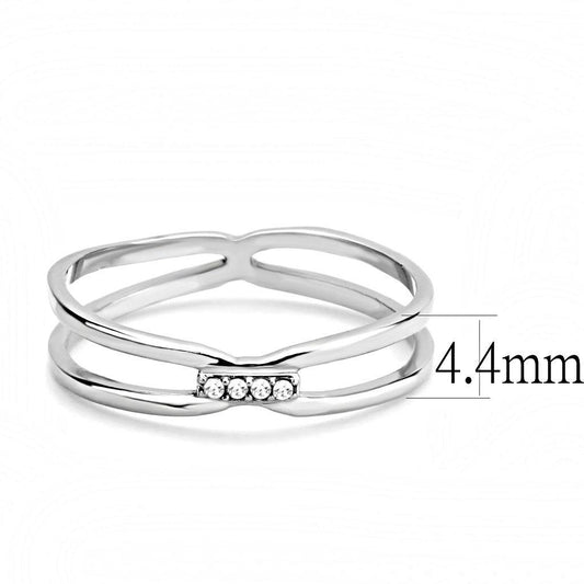 DA160 - High polished (no plating) Stainless Steel Ring with AAA Grade CZ in Clear-1