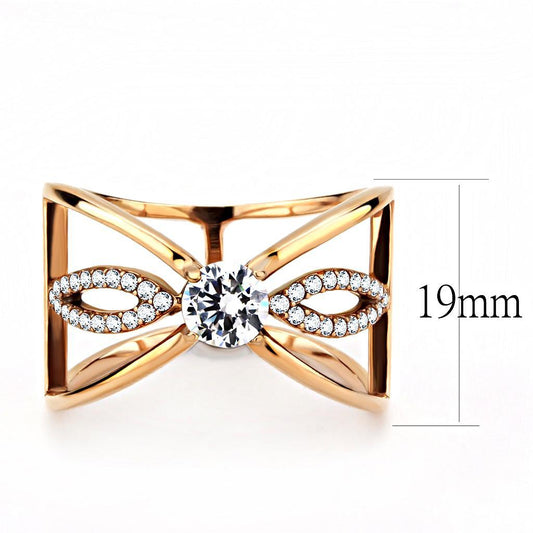 DA169 - IP Rose Gold(Ion Plating) Stainless Steel Ring with AAA Grade CZ in Clear-1