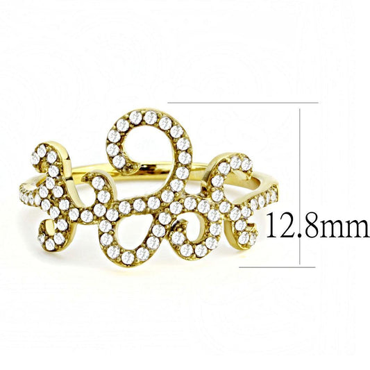 DA170 - IP Gold(Ion Plating) Stainless Steel Ring with AAA Grade CZ in Clear-1